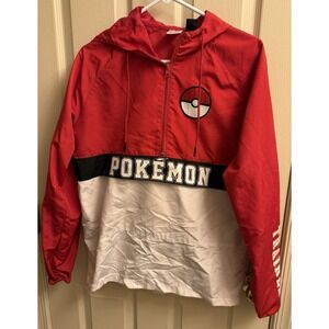 Pokémon Trainer Half Zip Windbreaker Jacket‎ Hoodie Sz Small Preowned